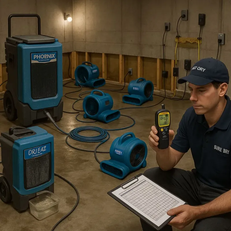 Structural Drying and Dehumidification process in Leland Grove, IL
